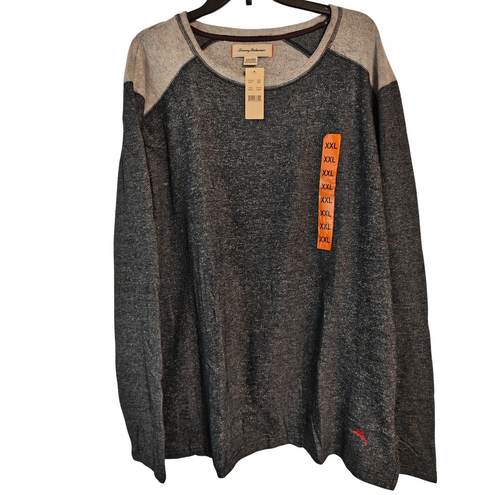Tommy Bahama Mens XXL Navy Gray Island Sleepwear Long Sleeve Sweatshirts